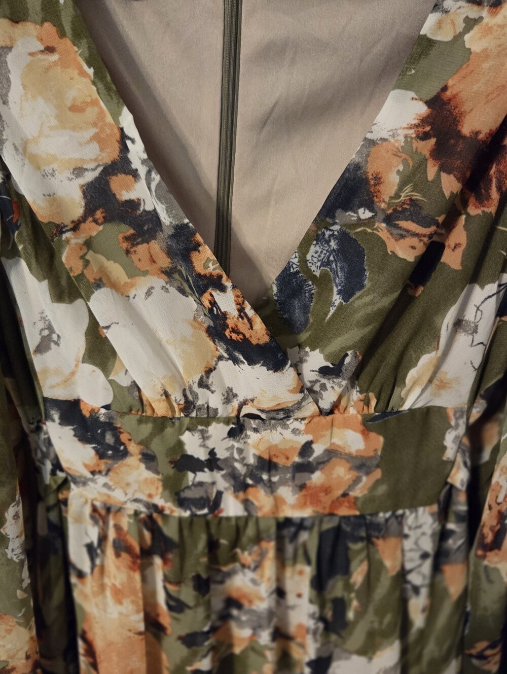 Vintage Betsy Johnson Women's Green Floral Faux Wrap Ruffled Mini Dress Sz 4 - Picture 4 of 12